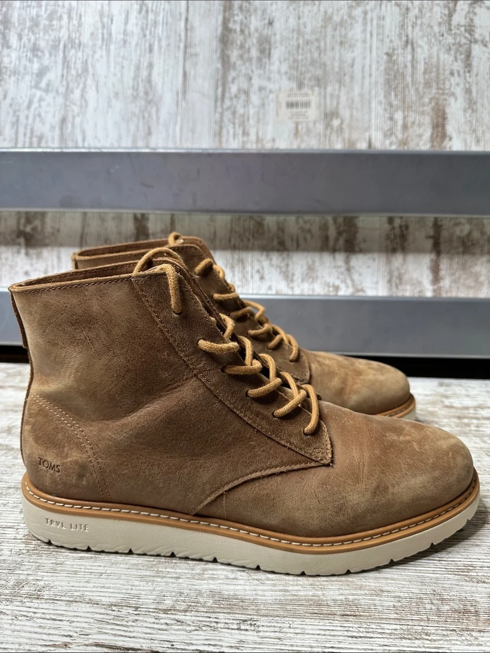 TOMS TRVL LITE Navi Ranger Tan Water Resistant Leather Boots Men 11
